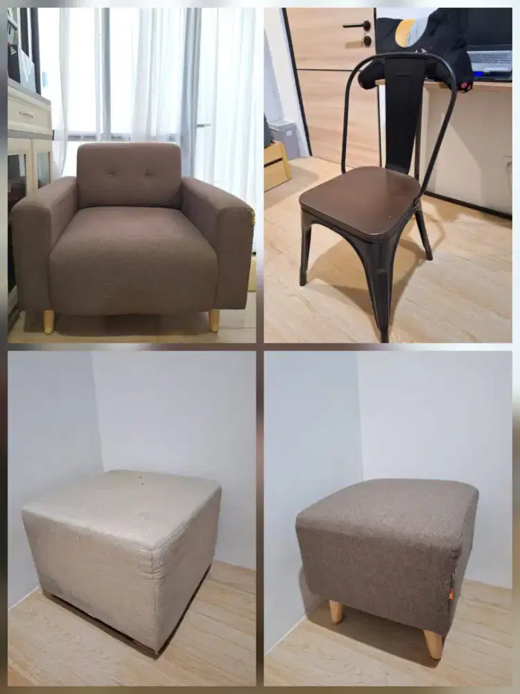 Sofa 1 Seater dan Ottoman Ardea Idemu Vivere (Preloved/ Secondhand)