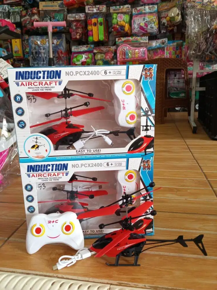 mainan anak rc helikopter  sensor