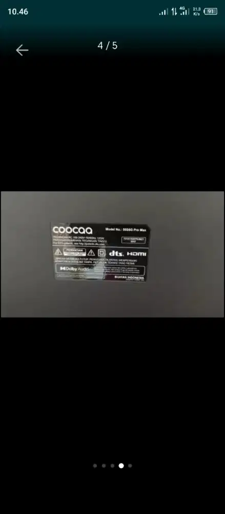 TV  rusak merk coocaa bekas 50 inch