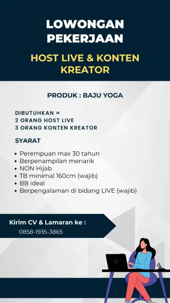 Lowongan kerja konten kreator dan host live
