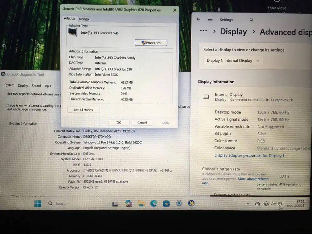 DELL LATITUDE 5400 RAM 8GB DAN SSD 256GB