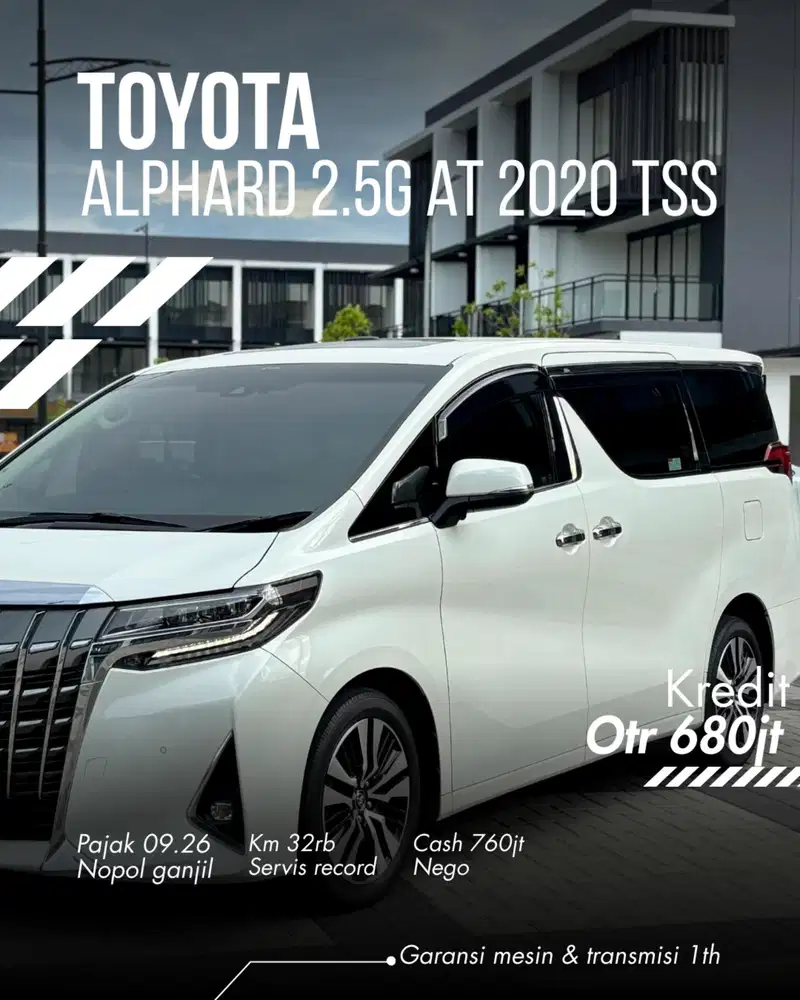 low Km 32rb Toyota Alphard 2.5G atpm 2020 TSS