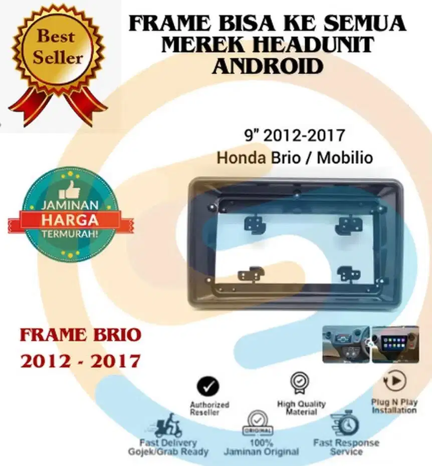 Frame Head Unit Android 9 Inch Brio/Mobilio 2012-2017