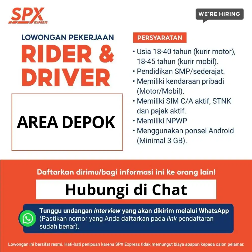 LOWONGAN RIDER/DRIVER SPX