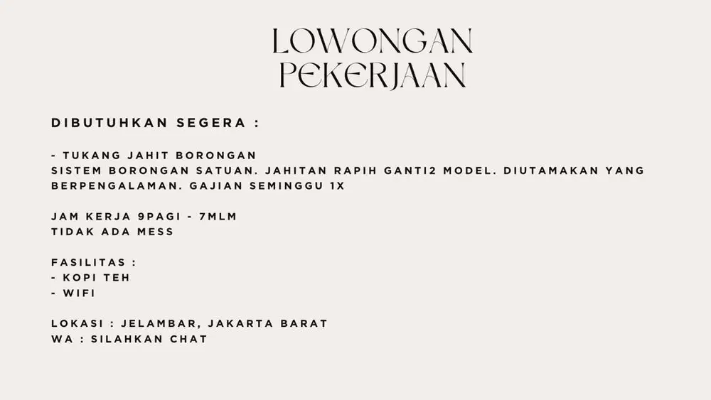 Loker : Penjahit borongan