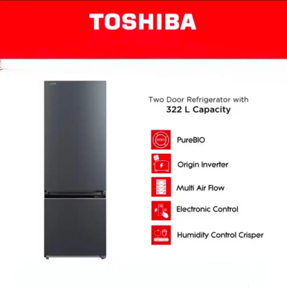 BEKAS/SECOND Kulkas Toshiba GR-RB410WE Kulkas Dua Pintu