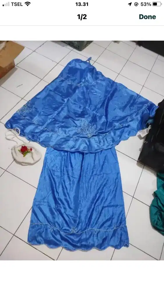 mukenah travel 1 set plus tas rajut