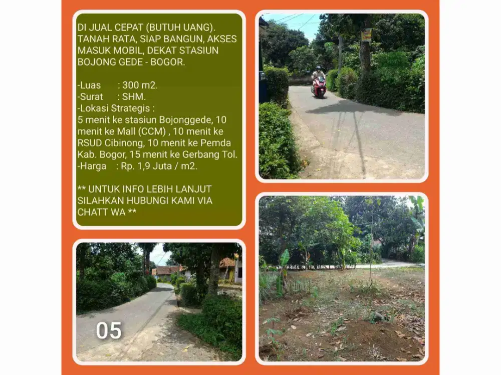 Tanah SHM 300 m² untuk Investor — Susukan Bojonggede, Lokasi Premium - (Lokasi Bojonggede-Bogor).