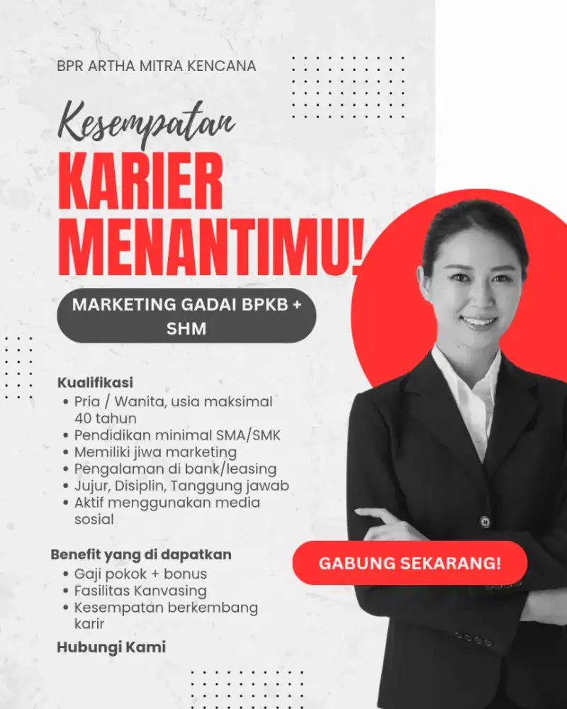 Lowongan pekerjaan marketing BPKB + shm