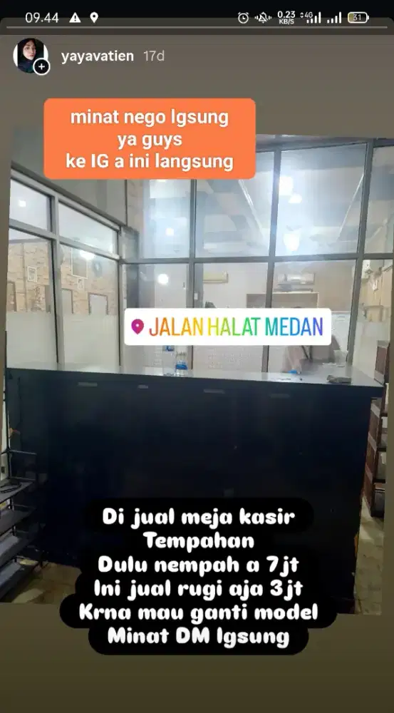 Meja kasir bekas tempahan