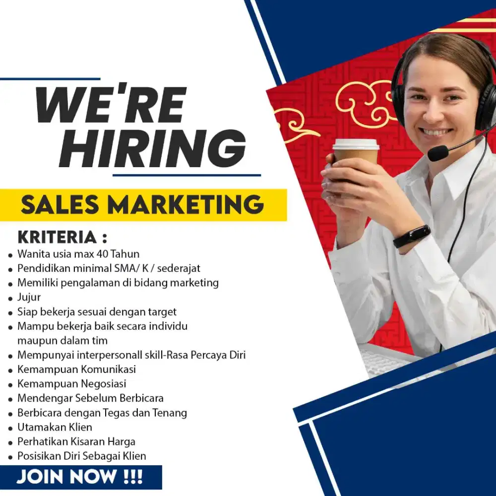 DICARI SELES MARKETING UNTUK DI LUAR NEGERI GAJI 8-10JT,BONUS,THR,CUTI