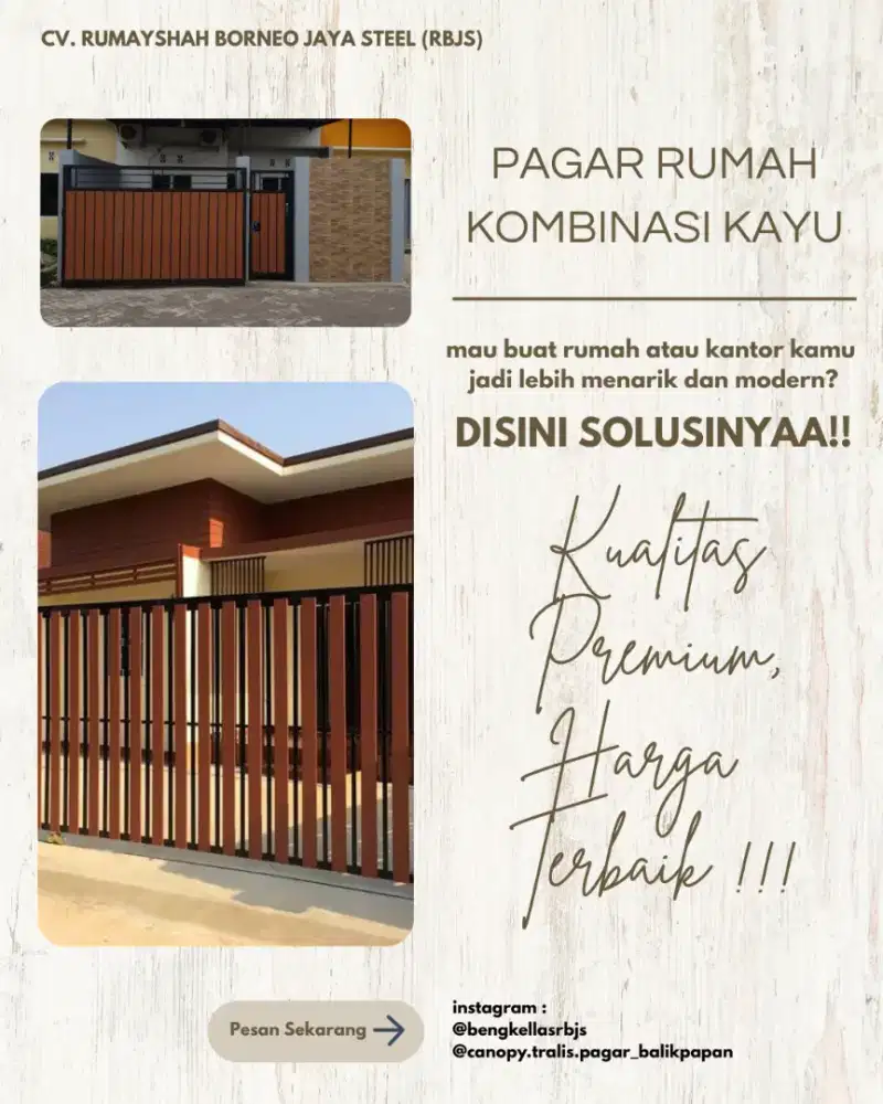 PAGAR KOMBINASI KAYU KUALITAS TERBAIK