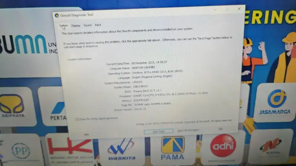 laptop lenovo thinkpad i5 -5300u ram 8