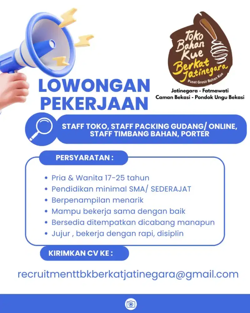 Lowongan Toko Bahan Kue Berkat