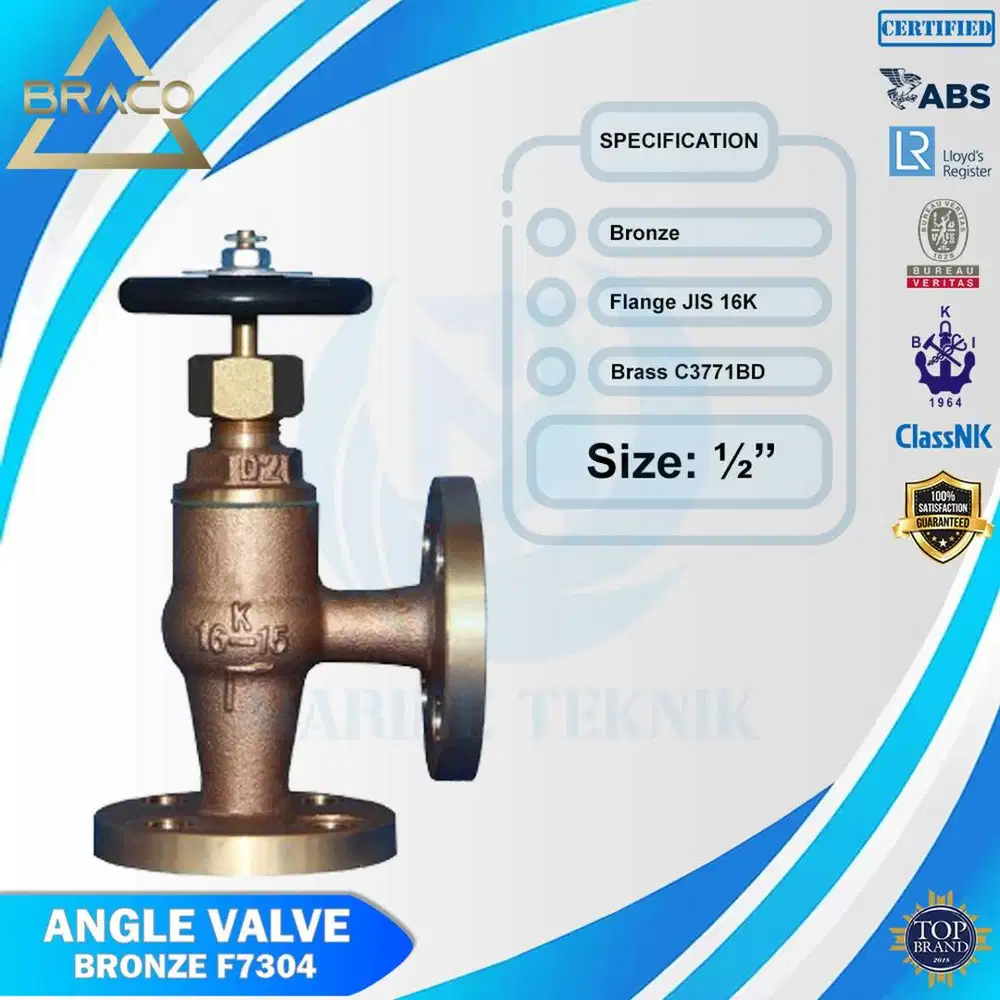ANGLE VALVE BRONZE F7304 16K 15 SIZE 1/2