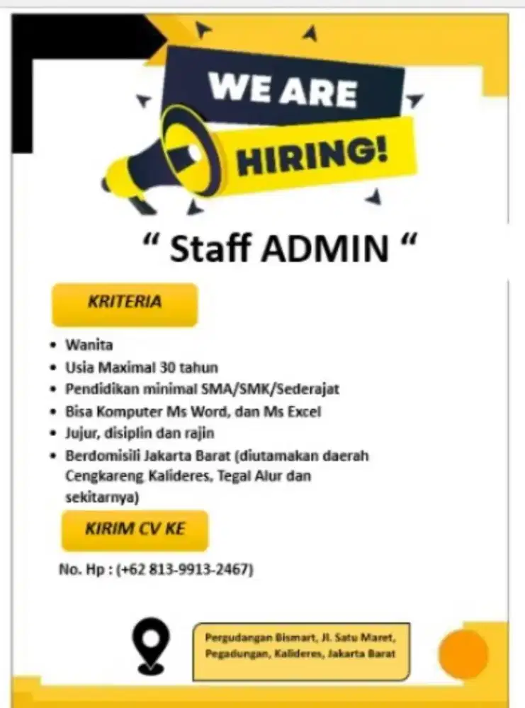 Lowongan staff admin