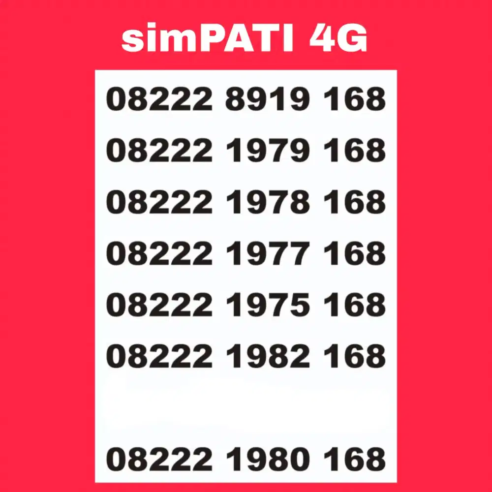 Nomor cantik telkomsel ilufa 168 168