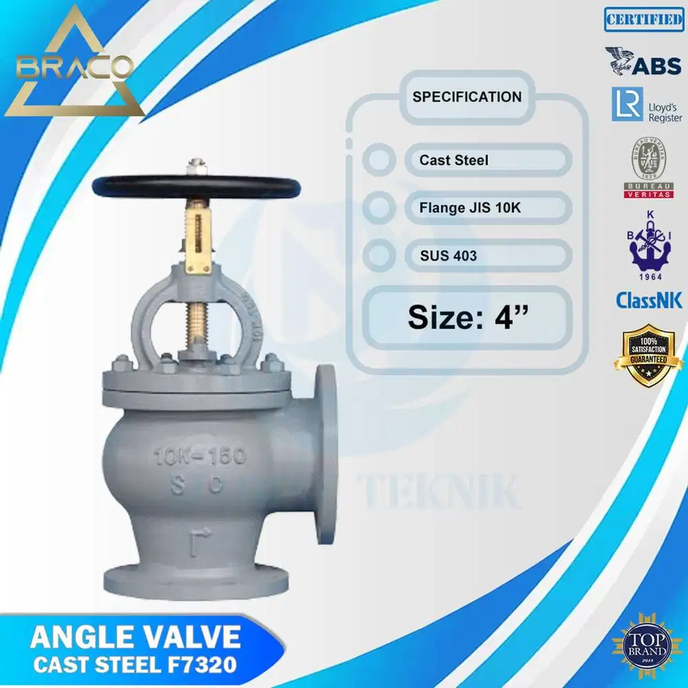 ANGLE VALVE CAST STEEL F7320 -JIS 10K 100 size 4 inch