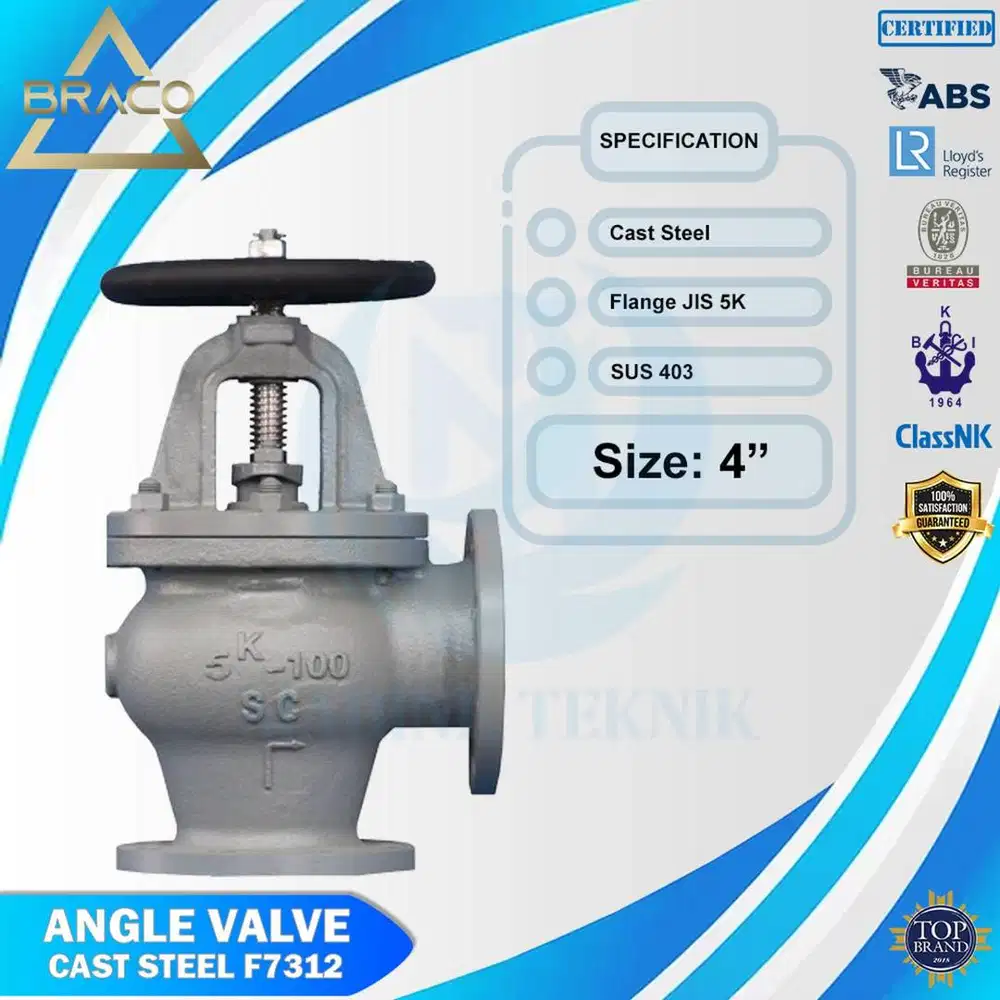ANGLE VALVE CAST STEEL F7312 -JIS 5K 100 size 4 inch