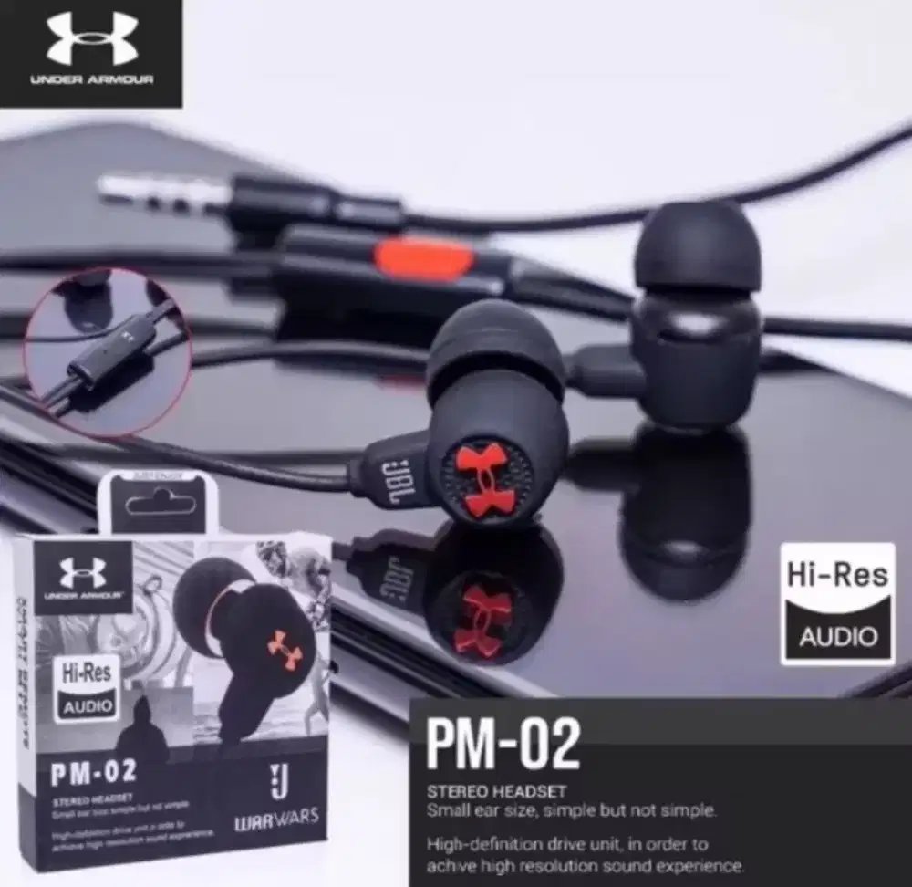 Handsfree Headset Under Armor PM-02 Black with MIC + Precise Bass New.