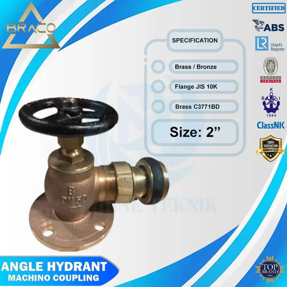 ANGLE HYDRANT BRONZE VALVE MACHINO COUPLING DN50 SIZE 2 JIS 10K