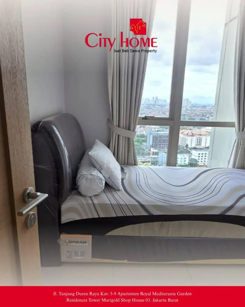 dijual cepat apartemen di taman anggrek 3 kamar full furnished murah