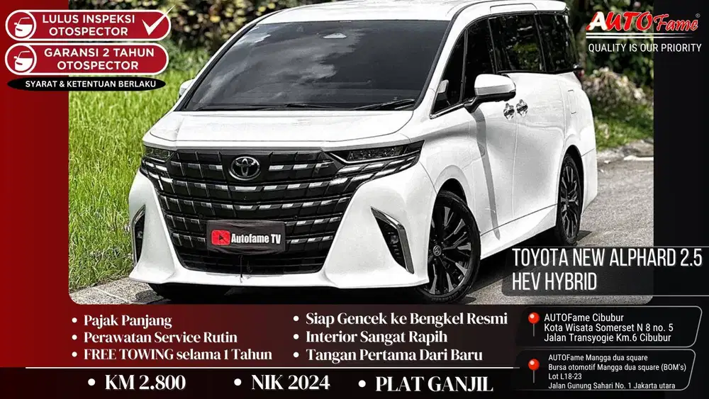 KM 2RB Toyota New Alphard 2.5 HEV Hybrid Pajak Panjang