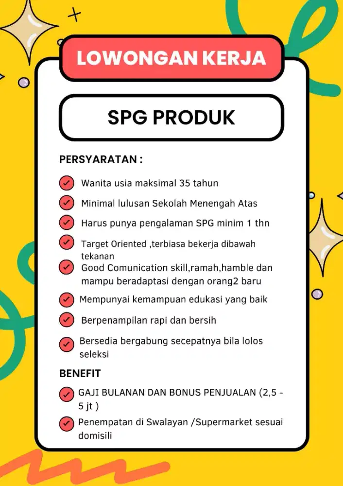 Lowongan SPG makanan d supermarket
