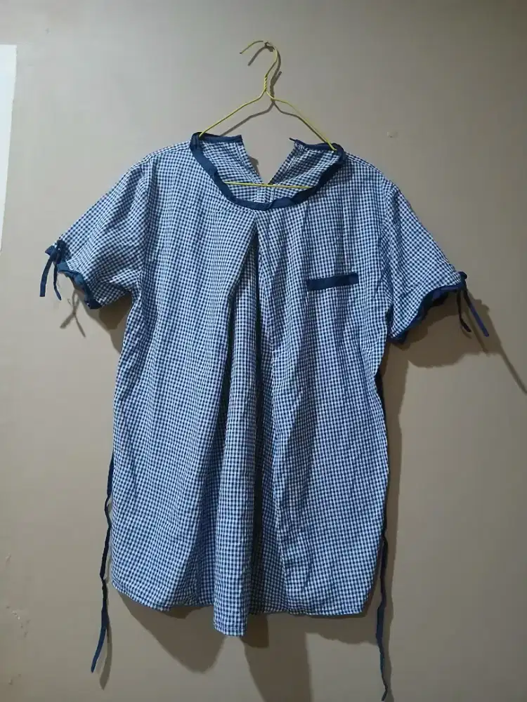PRELOVED: Blouse Gingham Biru