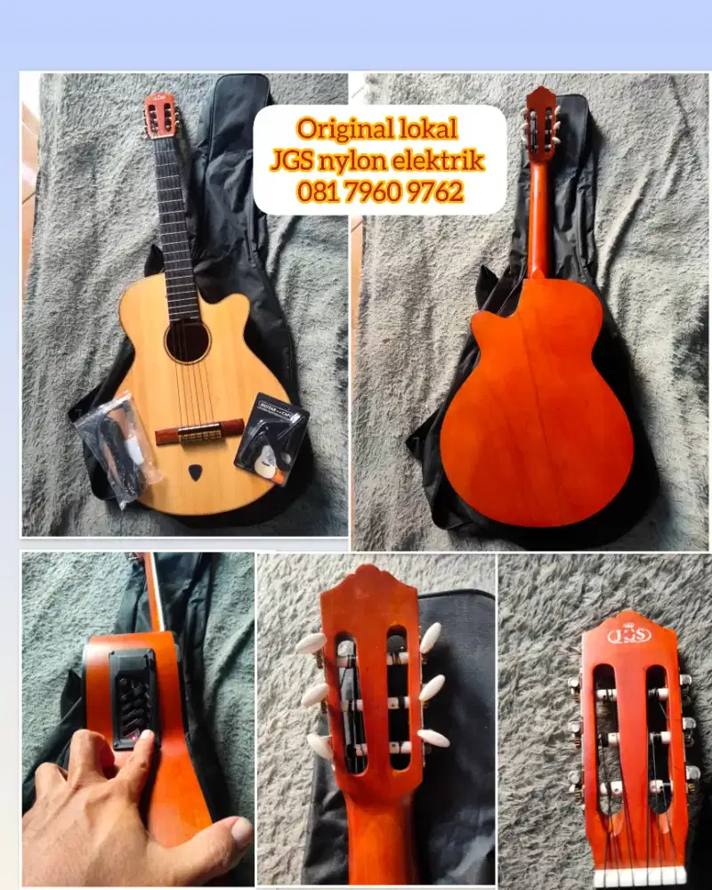 Original lokal gitar JGS nylon elektrik lengkap siap pakai