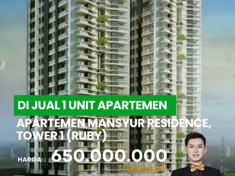 Di Jual Cepat APARTEMEN MANSYUR RESIDENCE TOWER 1 (RUBY) LT 8