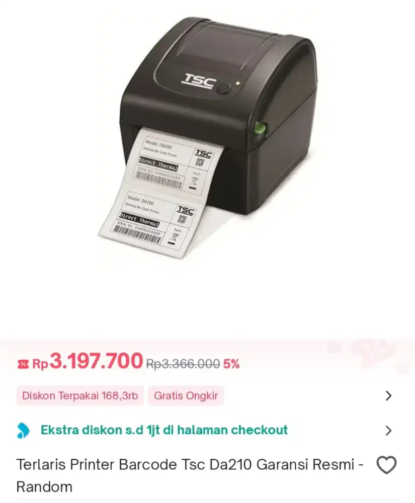 Dijual Barcode printer TS DA210