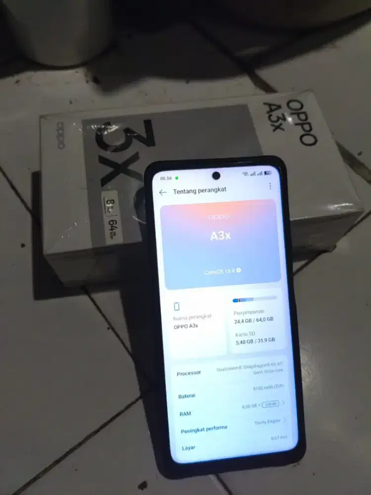Oppo A3X 4+4/64 bekas pakai ortu,Mulus seperti baru