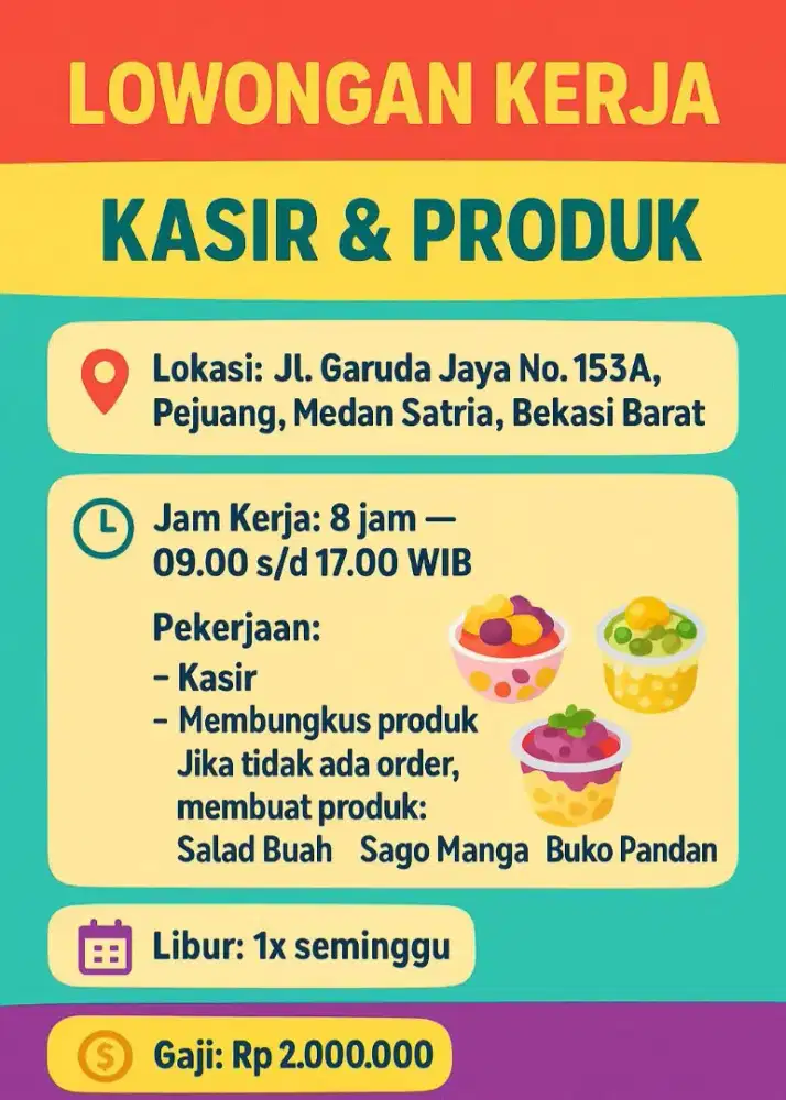Lowongan kerja kasir sekaligus produk