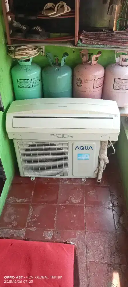 Ac setengah PK dingin (indor panasonic autdor aqua)