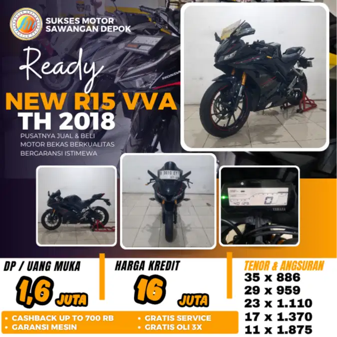 BERGARANSI YAMAHA NEW R15 VVA V3 TH 2018 UNIT MULUS BISA CASH KREDIT