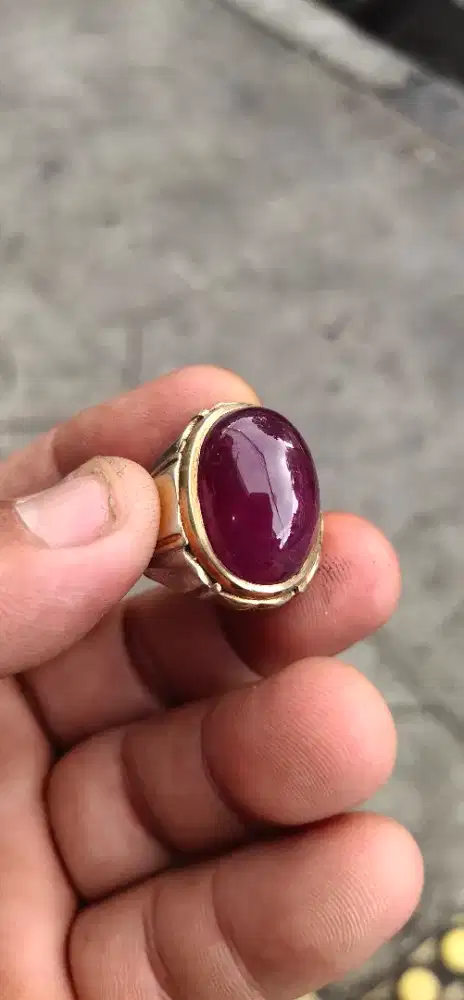 Natural Ruby Mozambiq Dim 24X17X12mm Ring Perak 925 Size