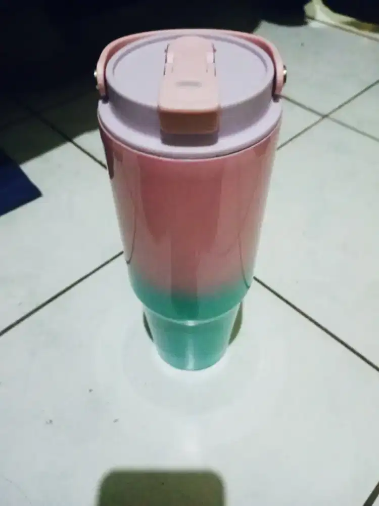 Tumbler Gradasi pink dan tosca stainless