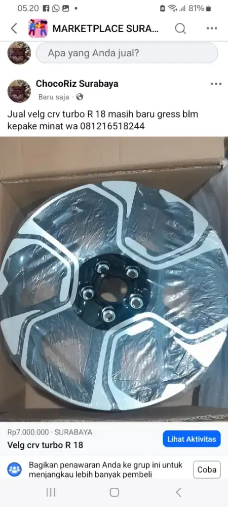 Velg ori crv turbo R18
