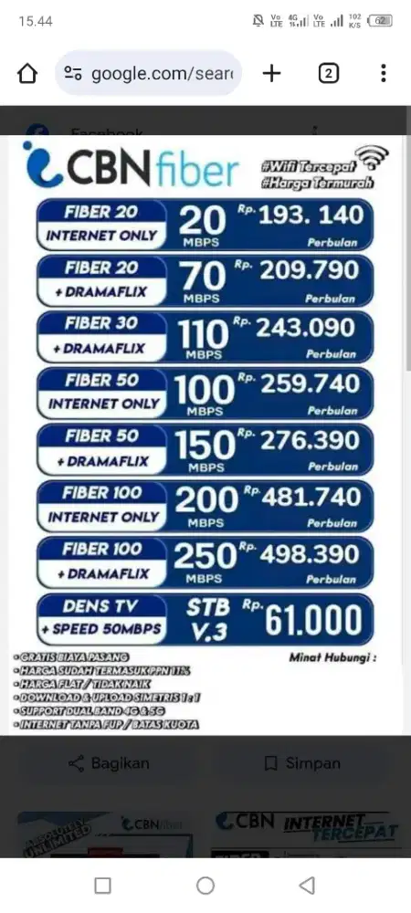 wifi CBN gratis pemasangan