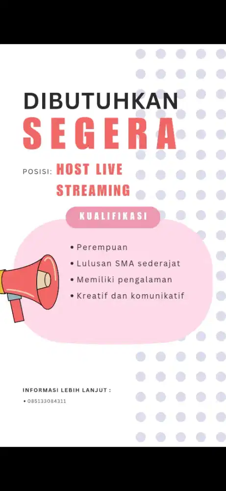 Lowongan kerja host live streaming