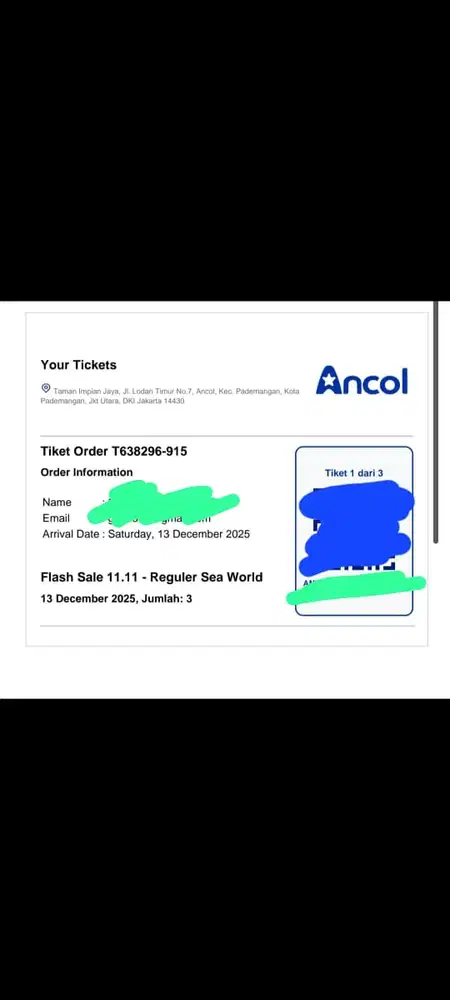 Tiket Masuk Seaworld (Untuk 3 Orang)