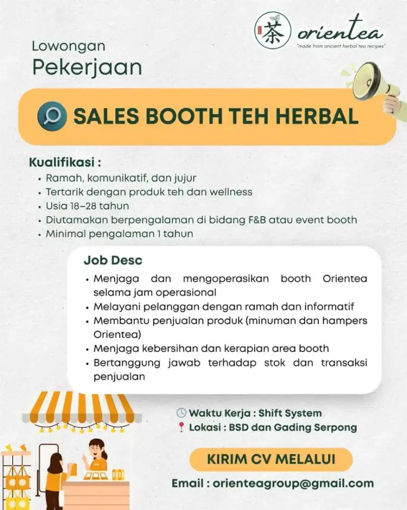 Dibutuhkan Sales Booth Minuman