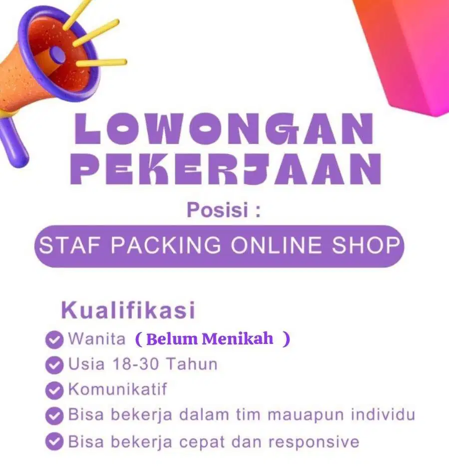 LOWONGAN PACKING ONLINESHOP