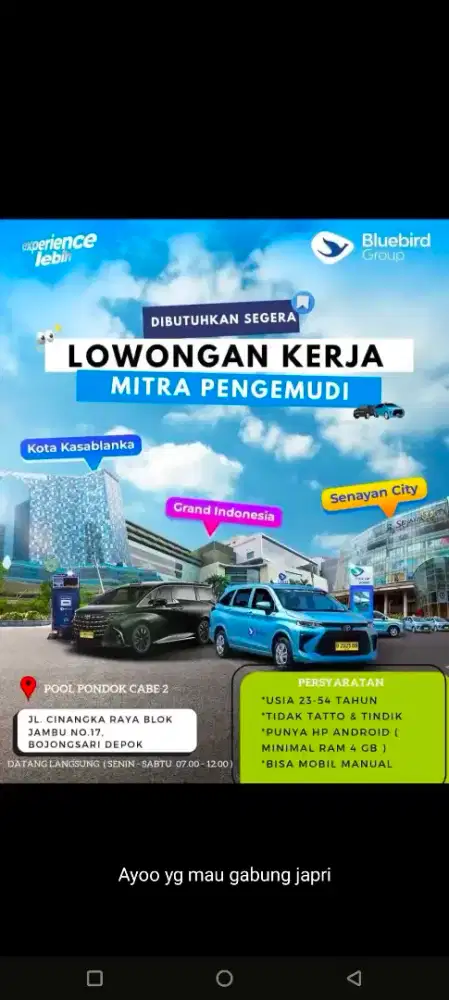 Dibutuhkan Driver online