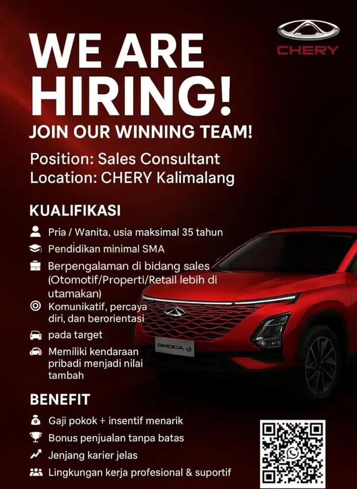 Lowongan kerja sales Chery Kalimalang
