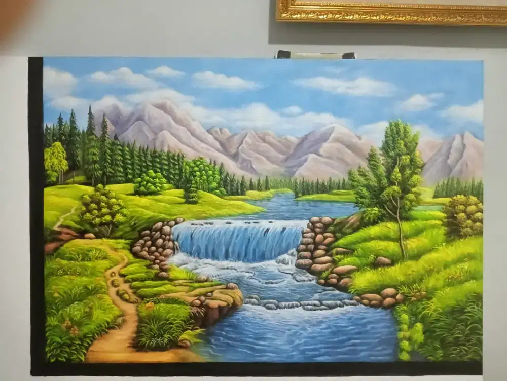 Dijual lukisan kanvas pemandangan 90x130 cm