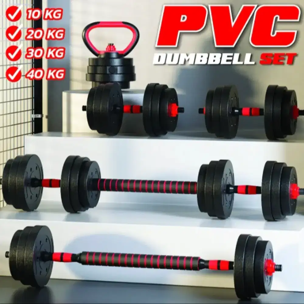 Dumbbell Set 20Kg PVC Alat Olahraga Fitness Latihan Angkat Beban Gym