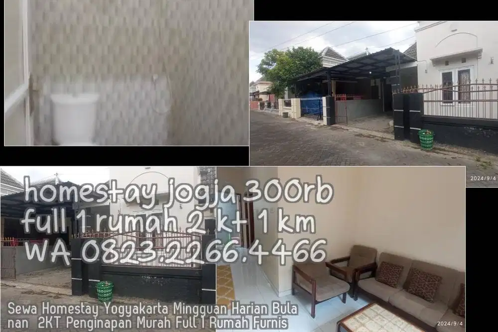 Sewa Homestay Yogyakarta Mingguan Harian Bulanan  2KT Penginapan Murah