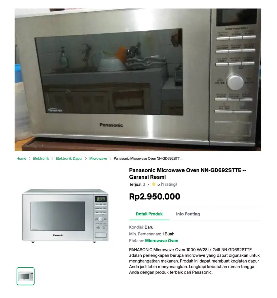 MICROWAVE PANASONIC INVERTER 31 LITER